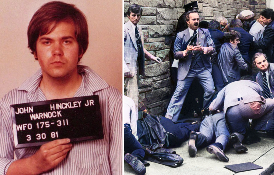 John Hinckley Jr. mugshot + Chaos following the assassination attempt on President Ronald Reagan