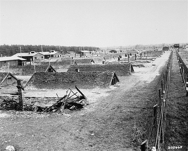 Aerial view of the barracks of Kaufering concentration camp