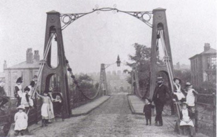 Rebuilt Broughton Suspension bridge in 1883