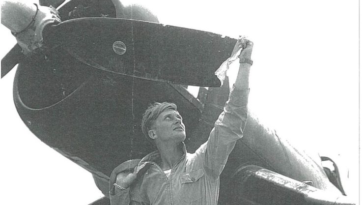 Robert Klingman cleaning off his propeller