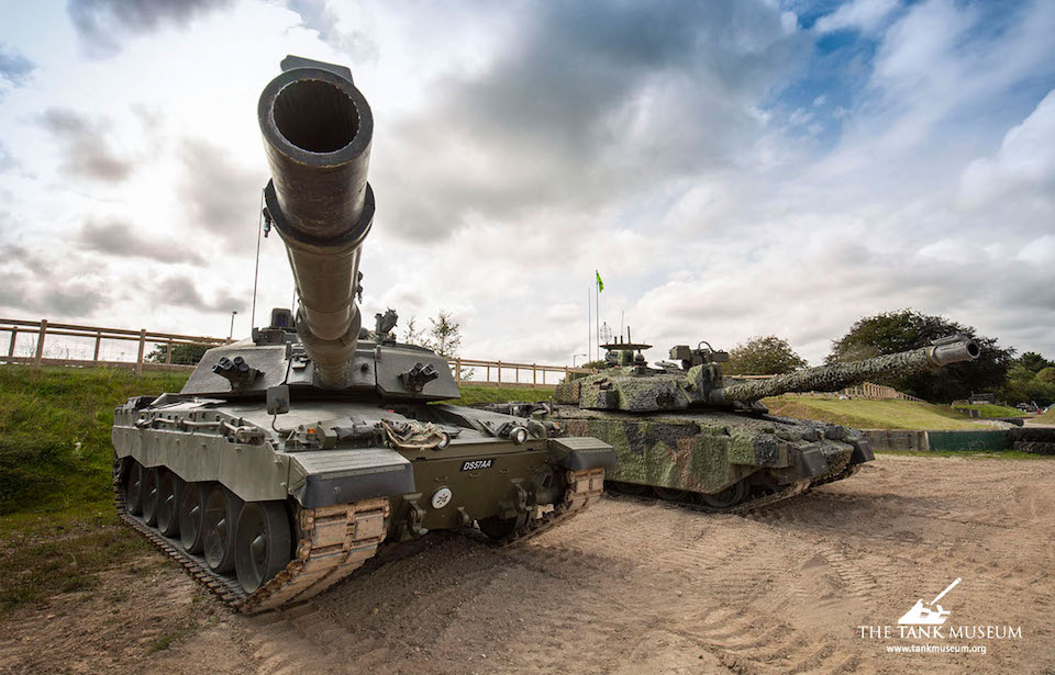 Two Challenger tanks parked at TANKFEST 2021