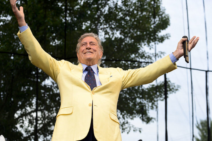 Tony Bennett performing on stage