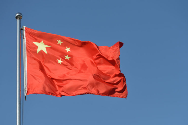 Chinese flag on a flagpole