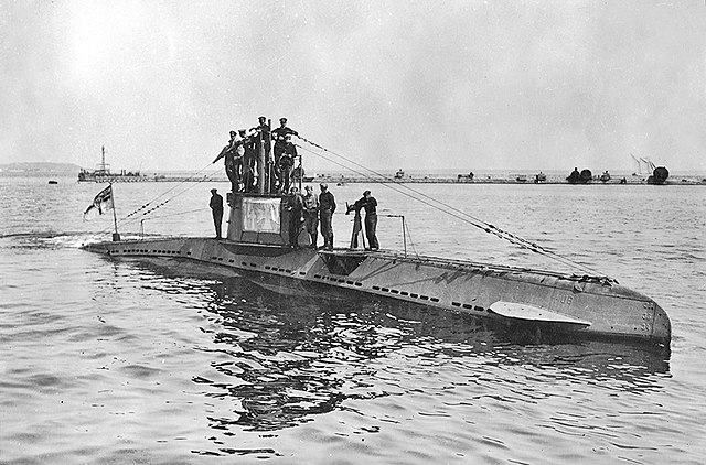 German U-boat and its crew at sea