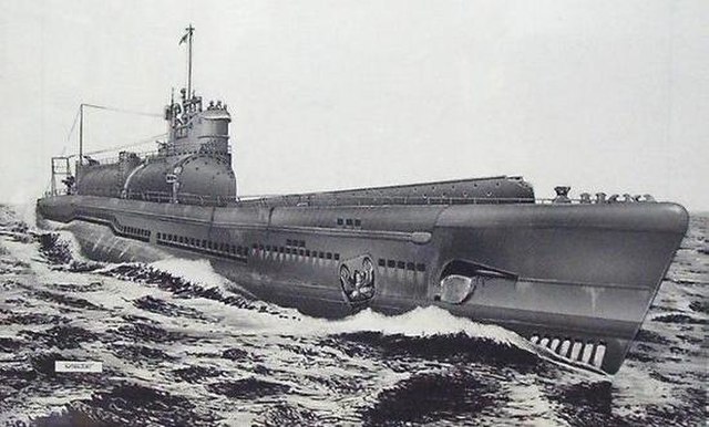 I-400 submarine above water
