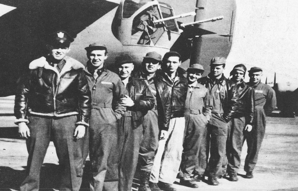 The crew of Lady Be Good. Left to right: Hatton, Toner, Hays, Woravka, Ripslinger, LaMotte, Shelley, Moore, Adams. (Wikipedia / Public Domain)