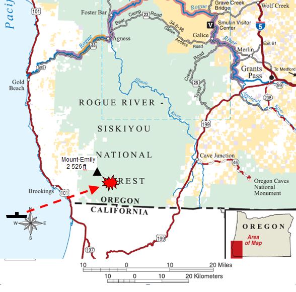 Map showing the location the Lookout Air Raids occurred