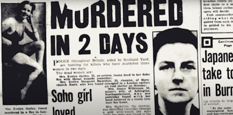 Newspaper clipping with the headline "MURDERED IN 2 DAYS"