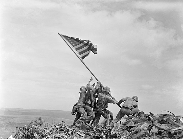 US Marines raising the American flag on Iwo Jima