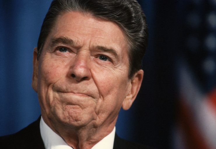 Close-up of Ronald Reagan's face