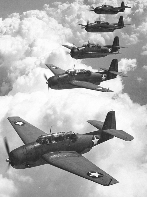 Five U.S. Navy Grumman TBF-1 Avengers