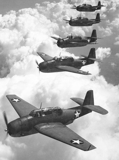 Five U.S. Navy Grumman TBF-1 Avengers 