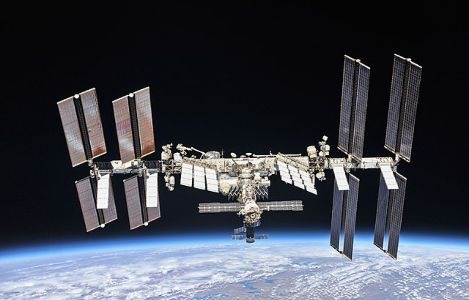 The International Space Station orbiting the Earth