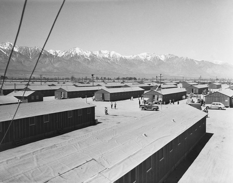 Aerial view of the Manzanar War Relocation Center