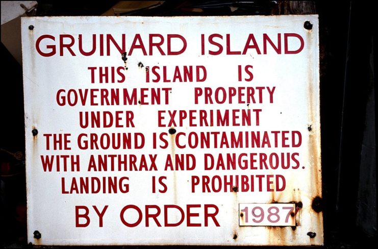 Sign telling the public that they are not allowed to access Gruinard Island