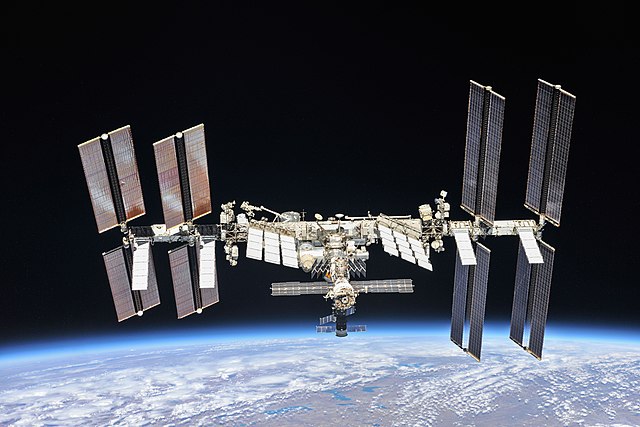 The International Space Station orbiting the Earth