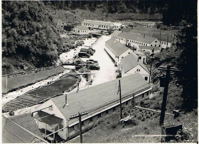 Aerial view of the Japanese internment camp in Kooskia, Idaho