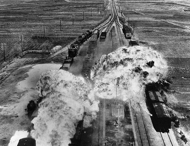 Trains exploding on railway tracks