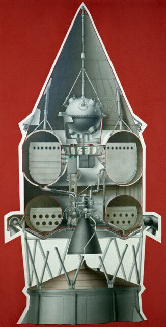 Diagram showing the interior workings of Luna 1 