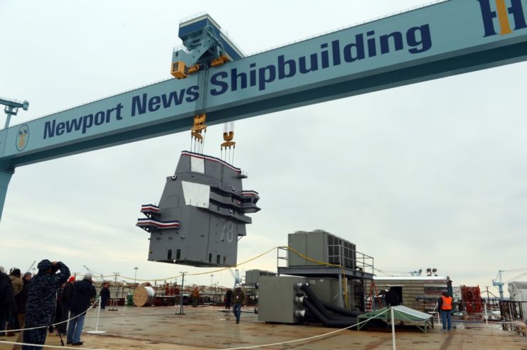 Construction of the USS Gerald R. Ford at Newport News Shipbuilding