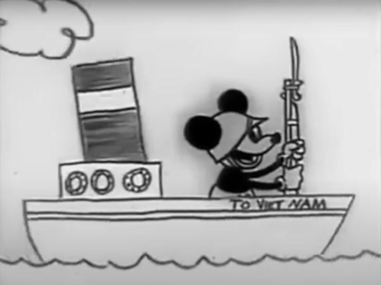 Mickey Mouse aboard a ship to Vietnam