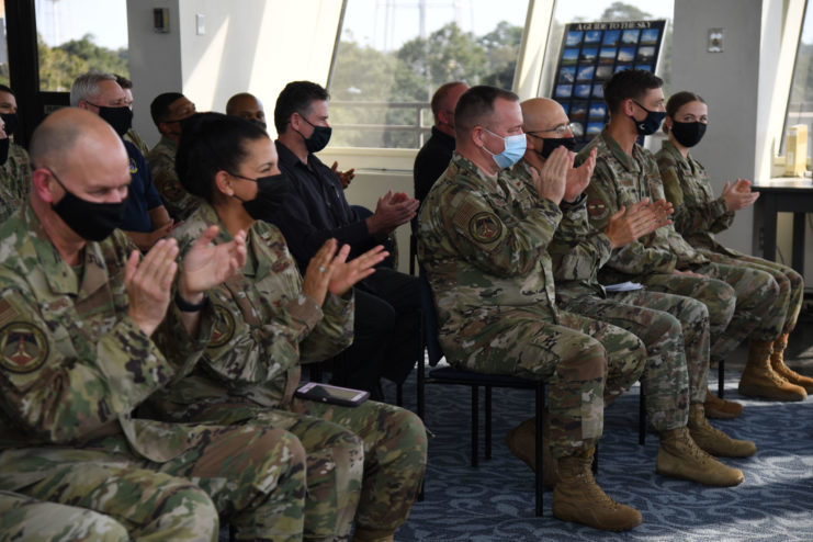 US Air Force personnel clapping