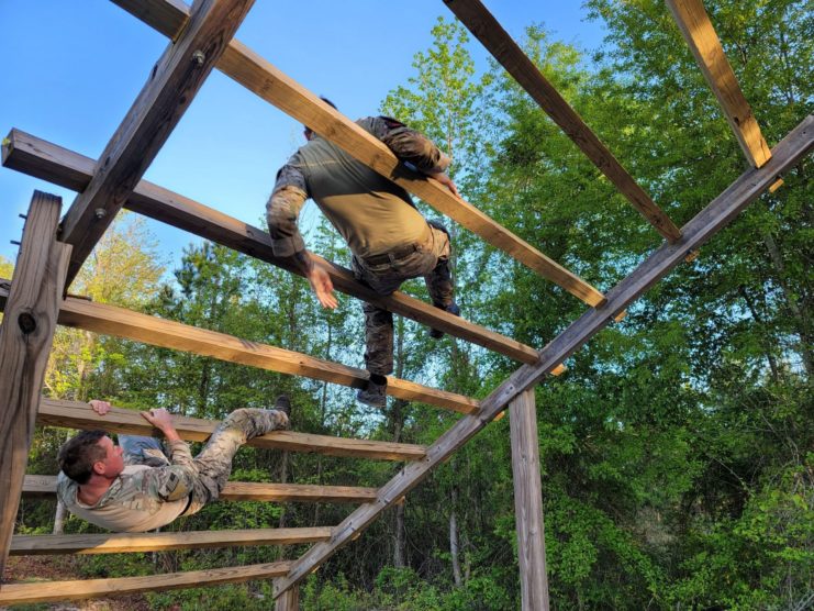 US Army Sniper School trainees during a physical fitness test