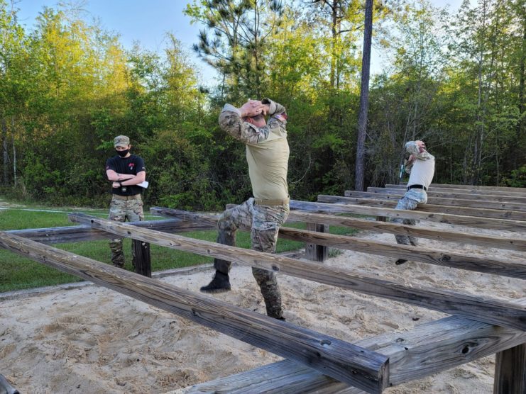US Army Sniper School trainees during a physical fitness test
