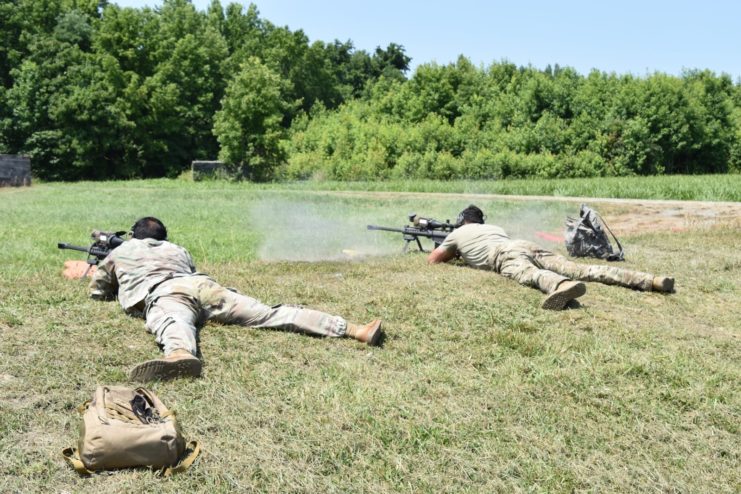 US Army Sniper School trainees during target practice