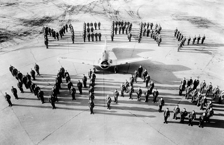 Aviation Cadets spelling out "MERRY XMAS"