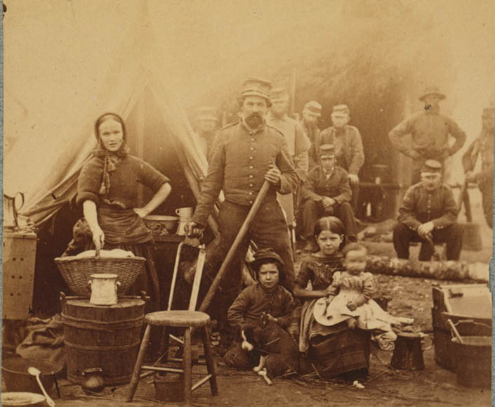 1862 photograph of camp follower with her 31st Pennsylvania Infantry Regiment soldier/husband and their three children. (Photo Credit: Library of Congress / Wikipedia / Public Domain)