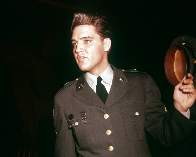 Elvis Presley dressed in his US Army uniform