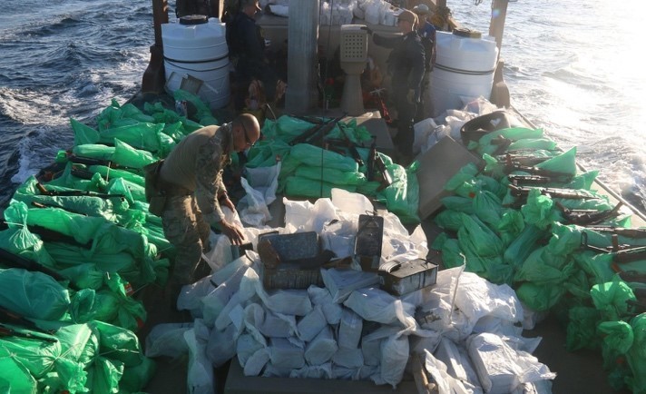 Navy sailors aboard the stateless fishing vessel