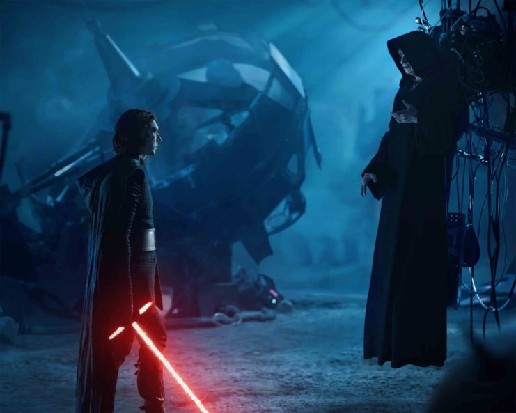 Adam Driver and Ian McDiarmid as Kylo Ren and Emperor Palpatine in 'Star Wars: The Rise of Skywalker'