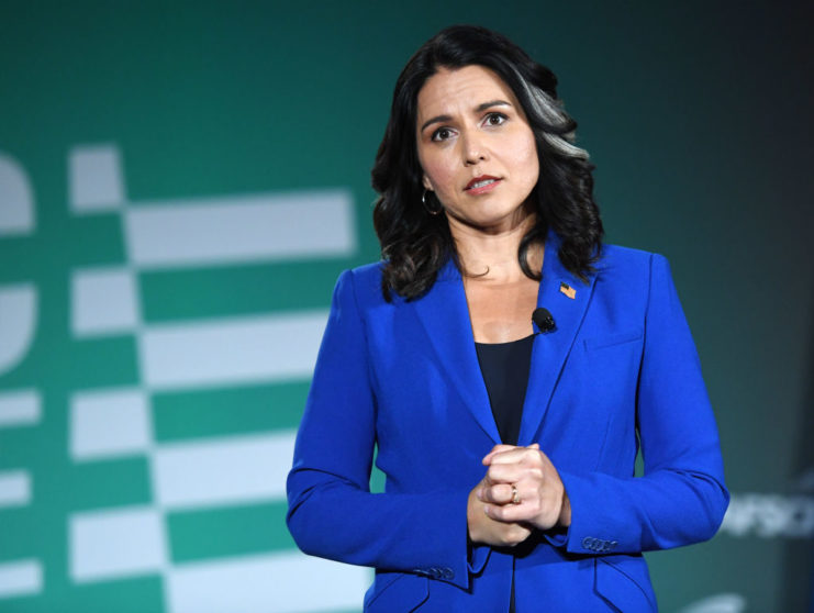 Tulsi Gabbard wearing a blue suit