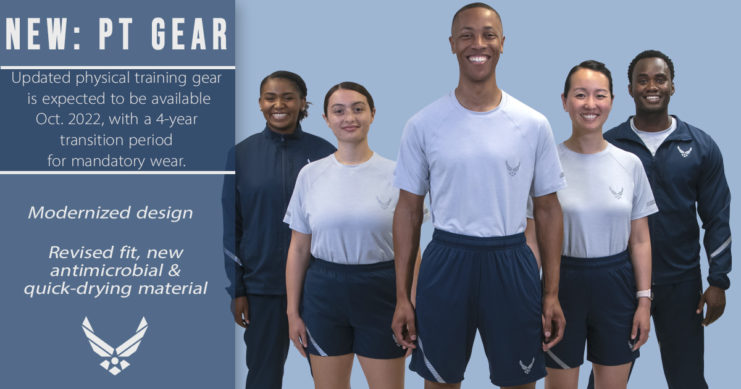 US Air Force airmen in physical training uniform