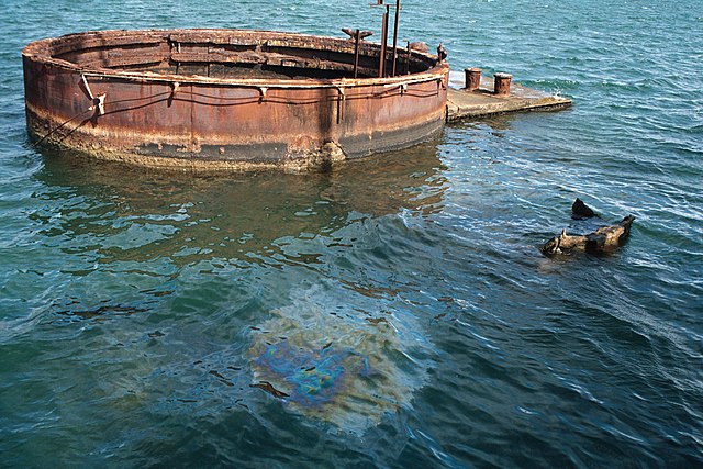 Oil slick surrounding the wreckage of the USS Arizona