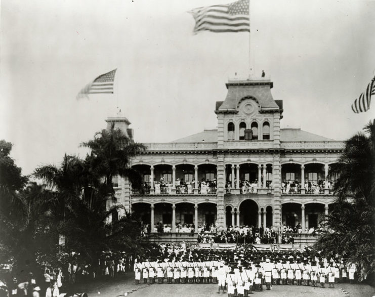 Honor guard during ceremonies annexing the Hawaiian Islands