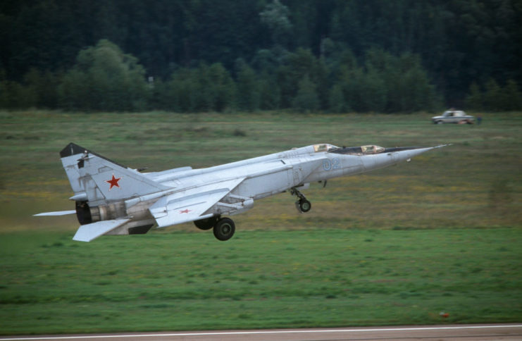 Russian AirForce Mikoyan MiG-25PU Foxbat taking-off, 1999. (Photo credit: aviation-images.com/Universal Images Group via Getty Images)