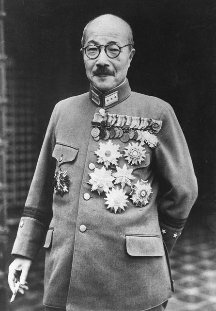 Portrait of Hideki Tojo in full military uniform