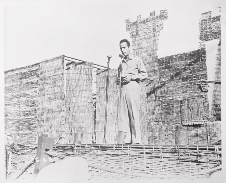 Humphrey Bogart entertaining troops during the Second World War.