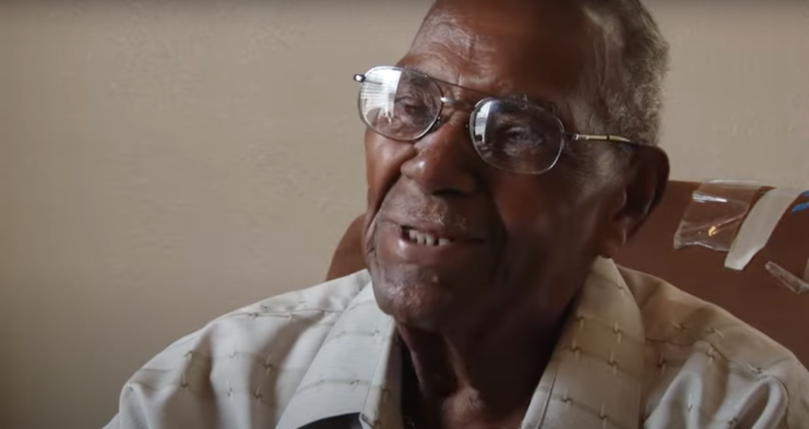 Close up of Lawrence Brooks during an interview