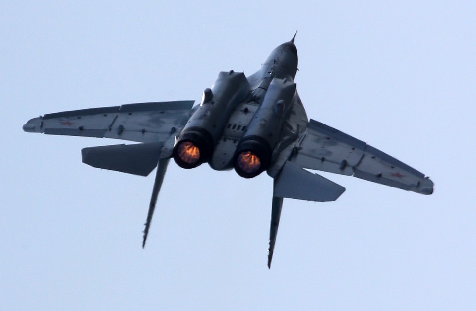 Russian Mikoyan MIG-31 jet fighter aircraft is presented at the air show during the MAKS-2021 International Aviation and Space Salon (Photo Credit: Mikhail Svetlov/Getty Images)