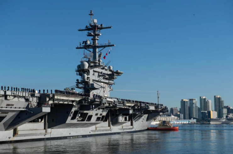 USS Abraham Lincoln in the waters of San Diego bay