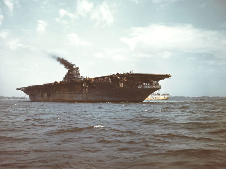 USS Franklin in the water
