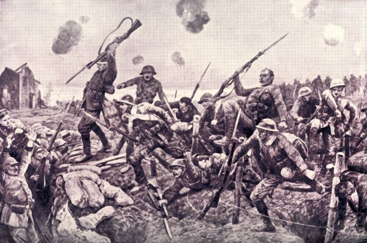 Painting depicting the Battle of St Eloi Craters