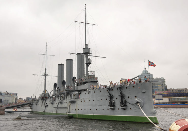 Aurora moored in Saint Petersburg