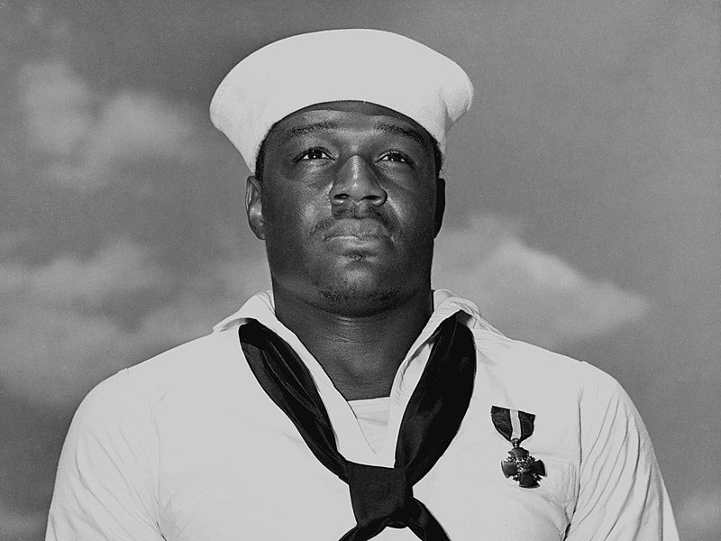 Dorie Miller wearing his Navy Cross