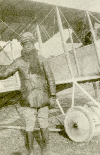 Eugene Bullard standing in front of a Caudron G.3