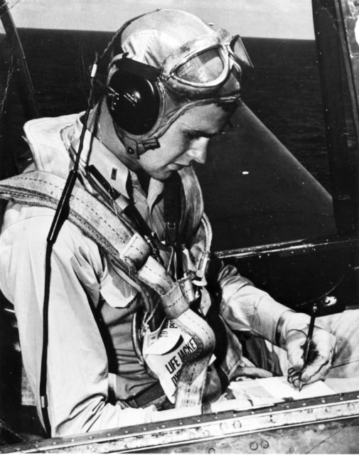 George H.W. Bush in a plane during World War 2
